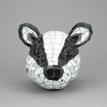 ERNST BILLGREN, väggskulptur, Grävlingshuvud, signerad.