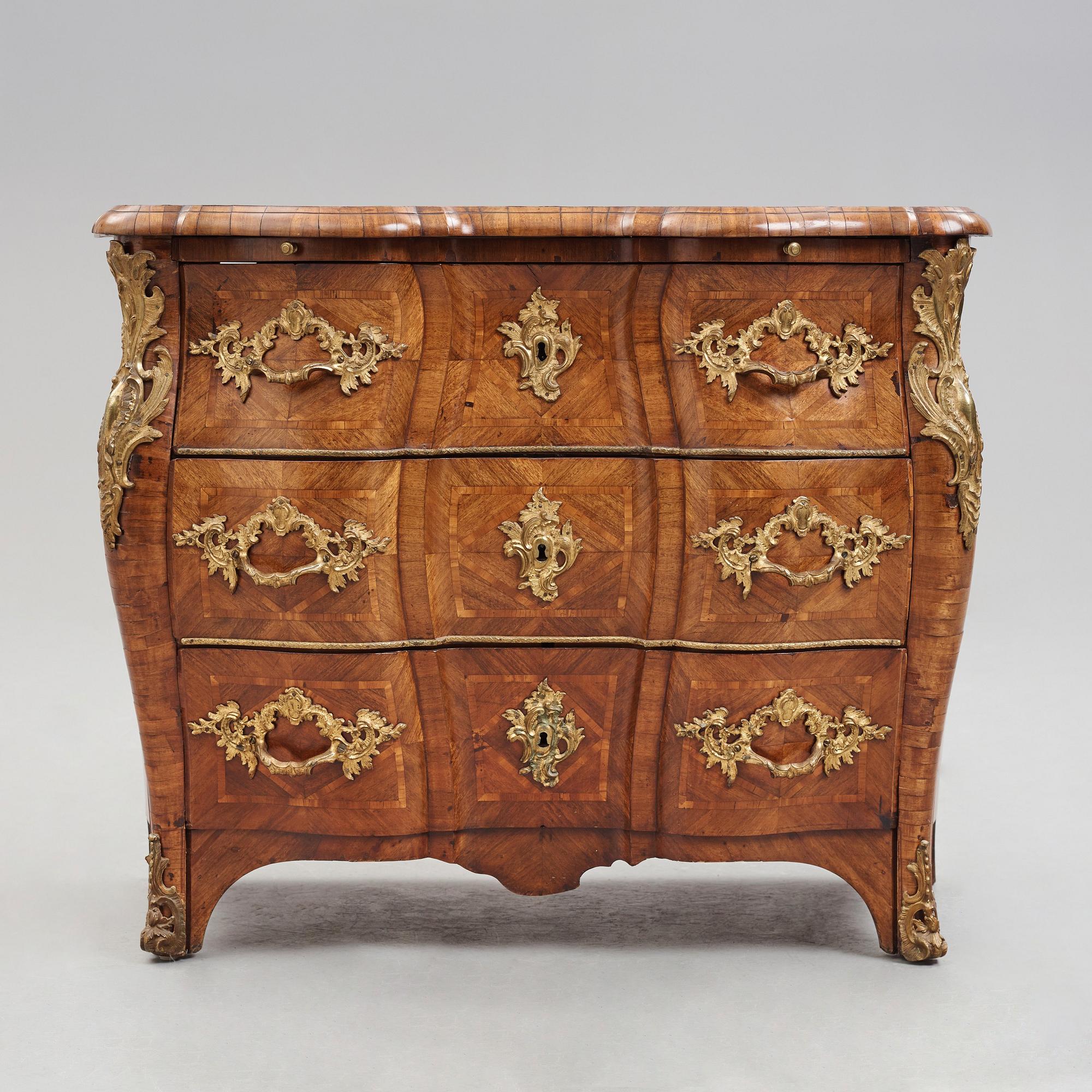 A Swedish Rococo 18th century commode by Christian Linning, master 1744.