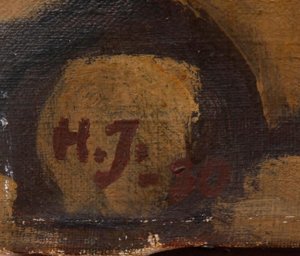 OKÄND KONSTNÄR, olja på duk, monogramsignerad H.J.