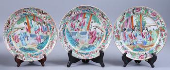 TALLRIKAR, 6 st, porslin, Kanton, Kina, 1800/1900-tal.