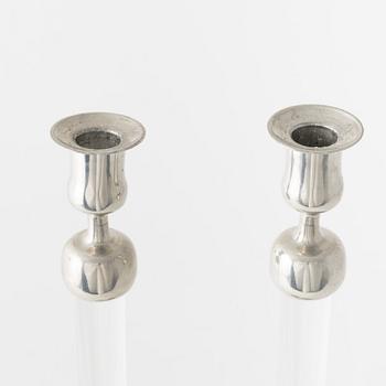 Josef Frank, a pair of pewter and plexi glass candlesticks, Firma Svenskt Tenn, Sweden 1960.