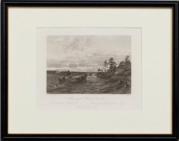 PARTI GRAVYRER, 4 st, stålstick, "En resa i Finland", A. Weger, 1870-tal.