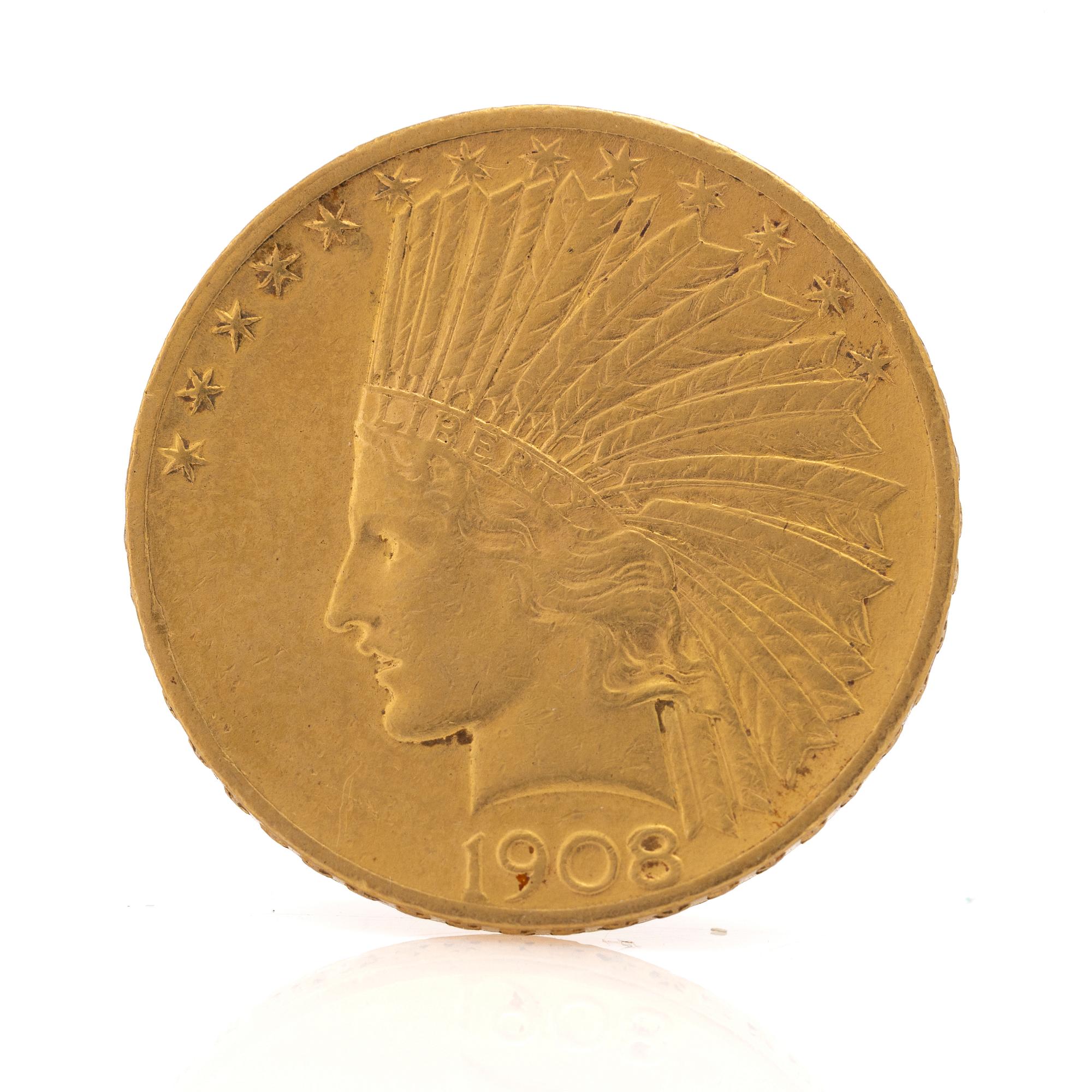 Gold coin USA, 10 dollars 1908.