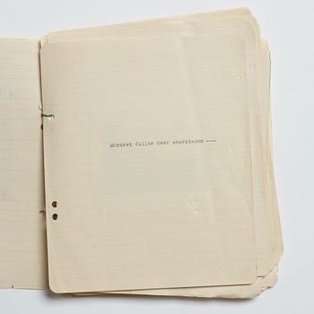 INGMAR BERGMAN, a rare handwritten manuscript from the 1930's containing several photographs.