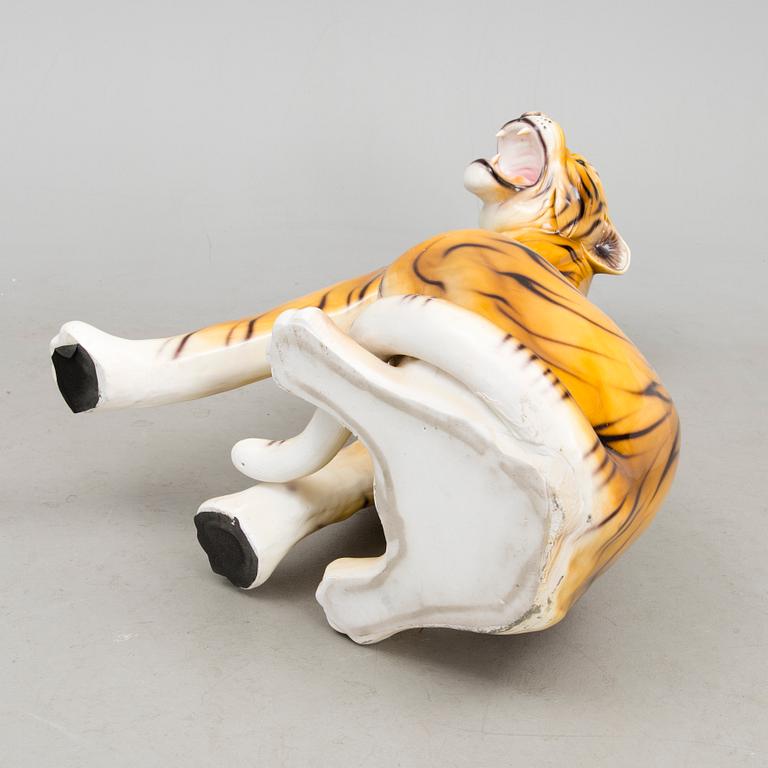 A ceramic tiger statue from the latter half of the 20th Century.