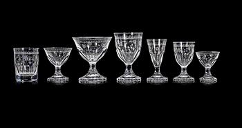 GLASSERVIS, 103 delar, helkristall, empirestil, Skruf, 1920-30-tal.