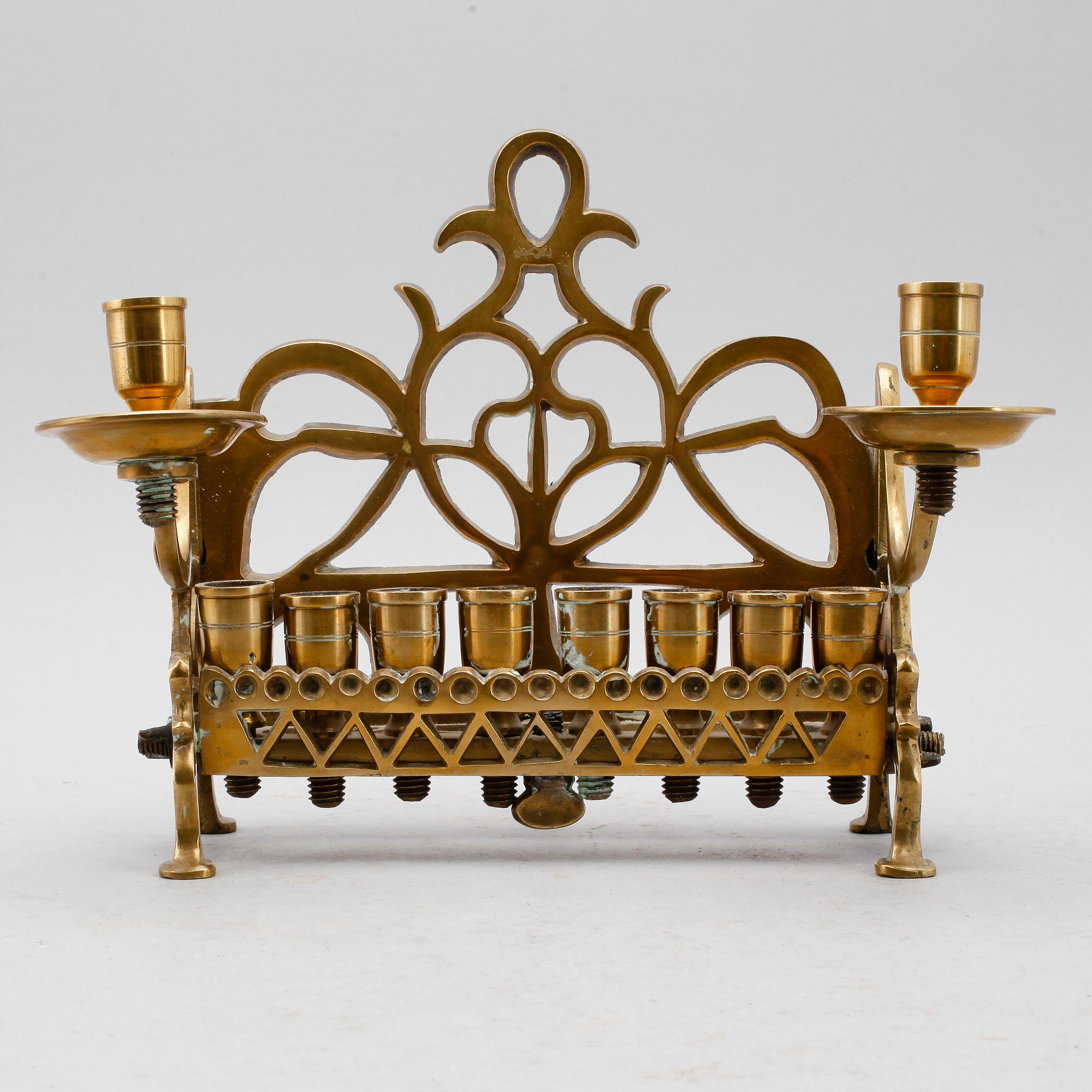 LJUSSTAKE, mässing, Judaica, sannolikt 1800-tal.