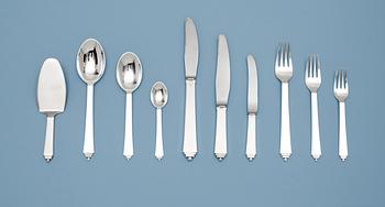 500. A Harald Nielsen set of 97 pcs  'Pyramid' flatware, Georg Jensen, Copenhagen 1933-77.
