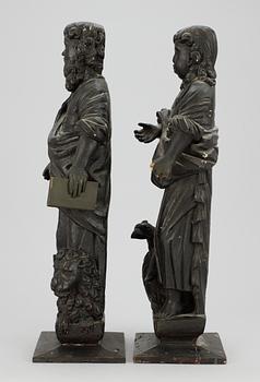 Four Swedish Baroque wooden figures depicting the Evangelists.