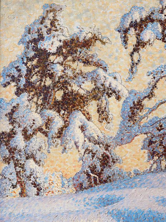 Gustaf Fjaestad, Snowy landscape.