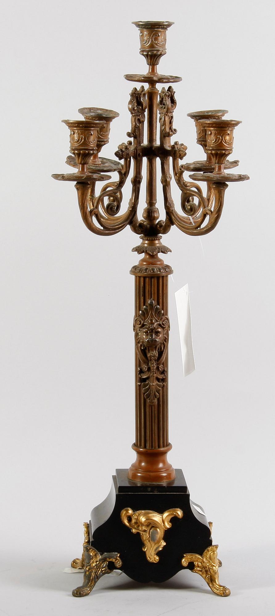 KANDELABER, sten, metall, nyrenässans, sent 1800-tal.