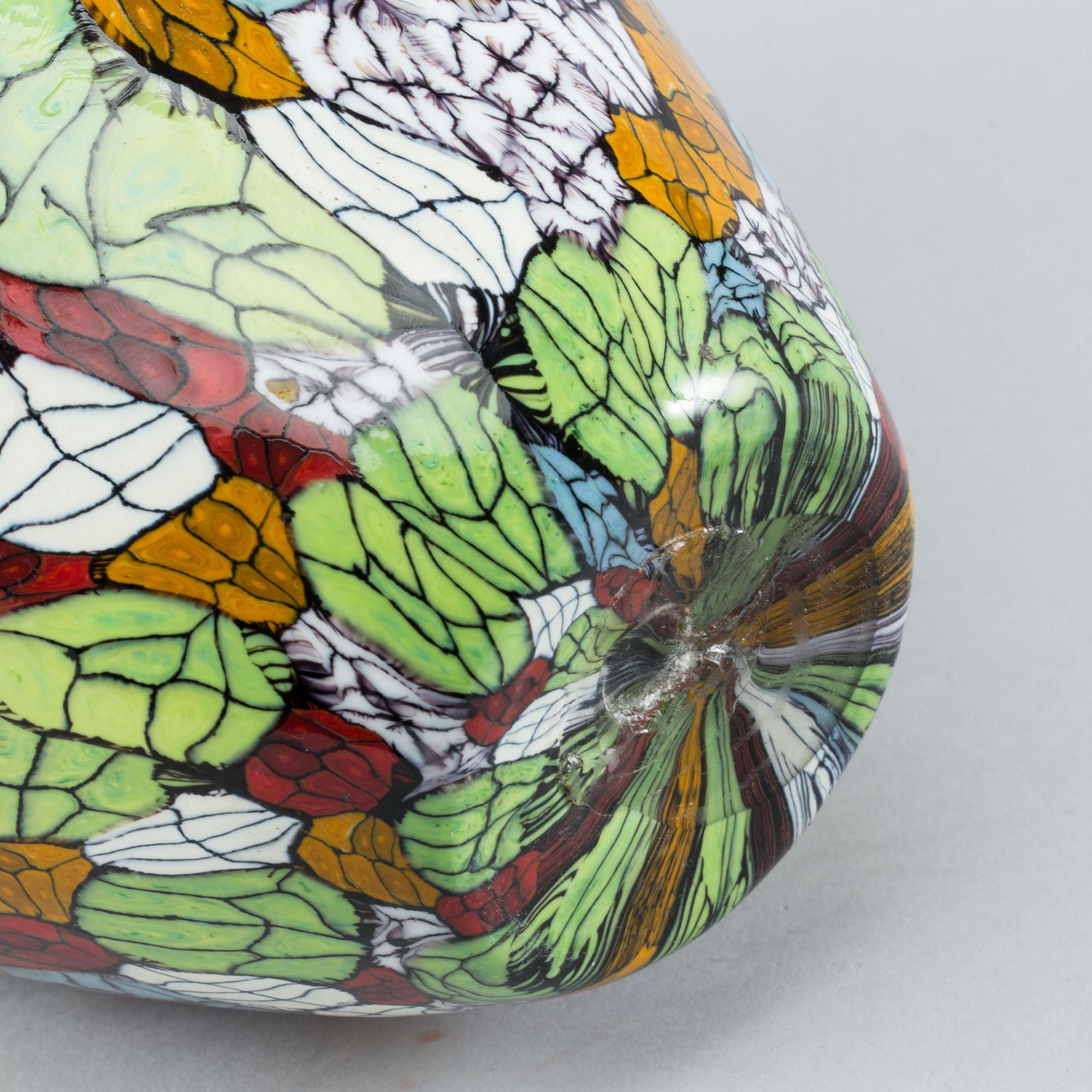 A VITTORIO FERRO MURRINE GLASS VASE FOR FRATELLI PAGNIN, 1990-2000.