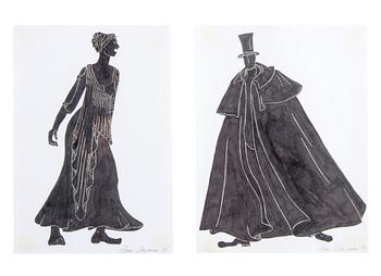 Anna Bergman, 14 silhouette costume sketches.