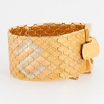 18K three coloured gold bracelet, Italy.