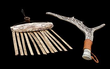 SAMEFÖREMÅL, 2 st, ben och horn, 1900-tal.