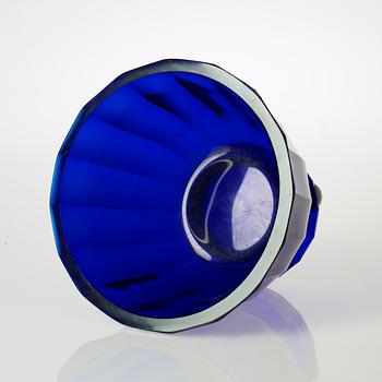 A Josef Hoffmann blue cut-glass bowl, Wiener Werkstätte.