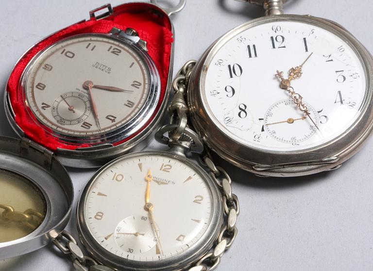 PARTI FICKUR, 4 st, bla silver, Longines mfl märken. 1900-tal.