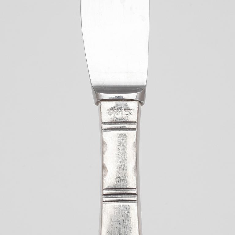 BESTICKSERVIS, silver, 89 delar, "Rosenholm", Jacob Ängman, GAB, Eskilstuna, bla 1974. Vikt ca 1638g.