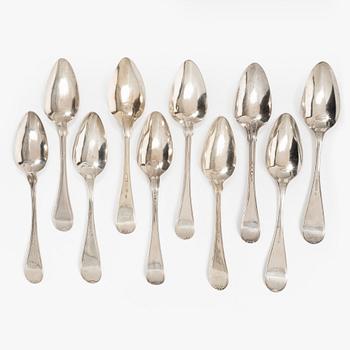 Matskedar, 10 st, silver, Sverige 1810-1859.