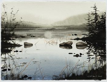 Peter Eugén, Lake with reeds and forest.