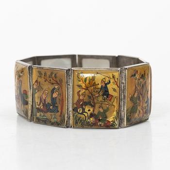 A silver and mother-of-pearl bracelet, Persia, circa 1900.