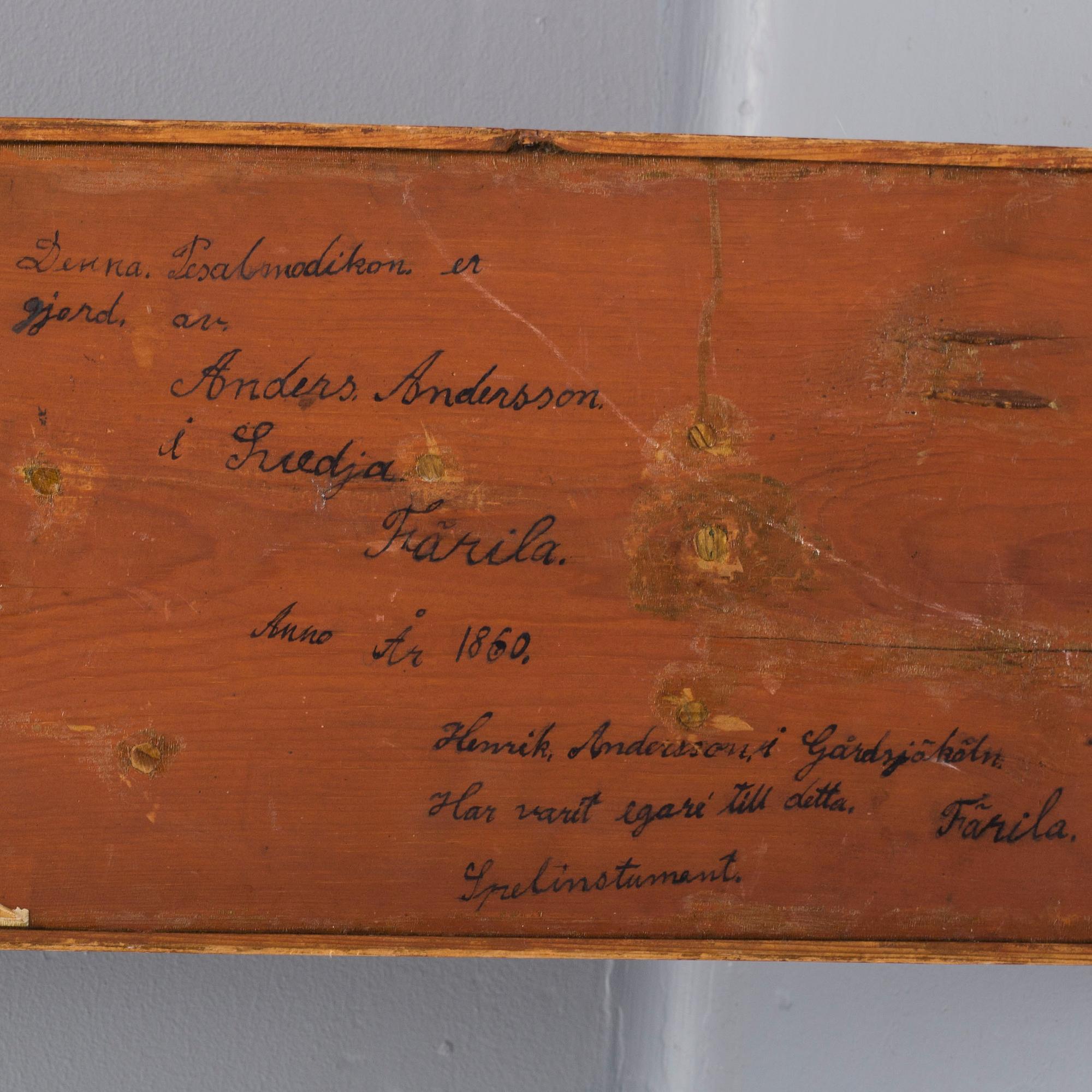 INSTRUMENT, psalmodikon, Färila, Hälsingland, 1860.
