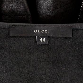 GUCCI, a black leather jacket. Italian size 44.