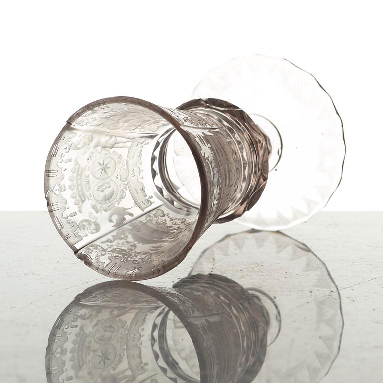 POKALGLAS Tyskland, troligen Potsdam, tidigt 1700-tal.