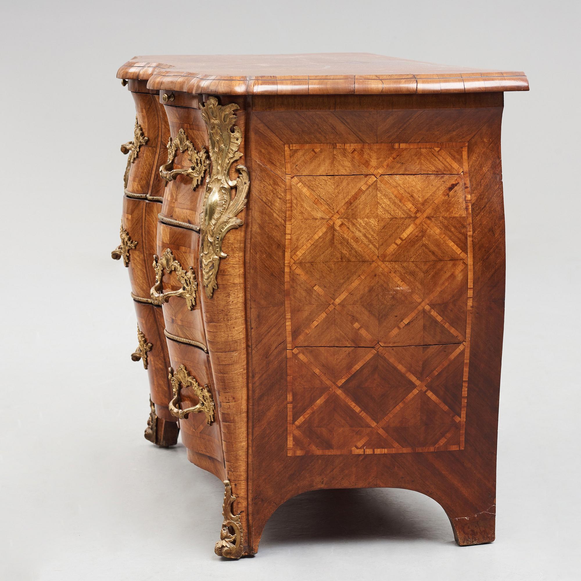 A Swedish Rococo 18th century commode by Christian Linning, master 1744.