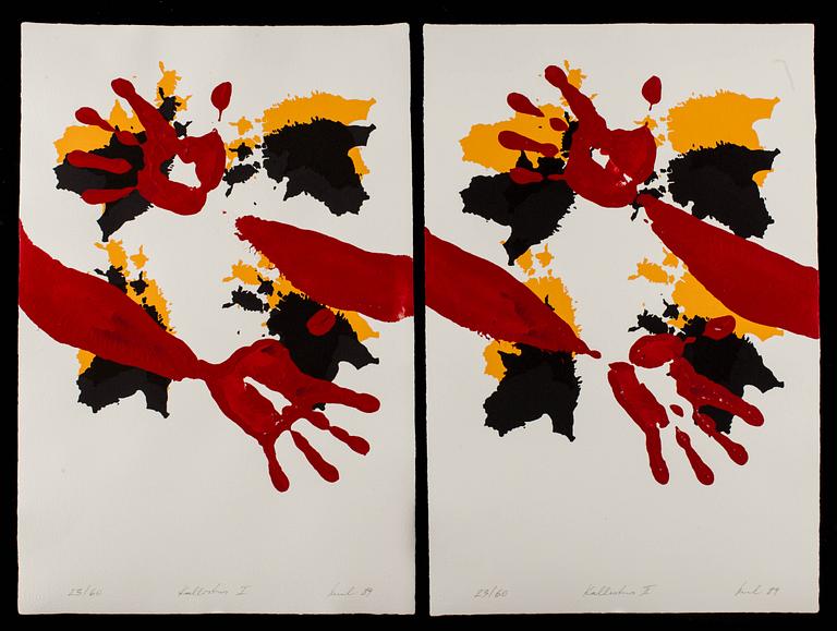 RAUL MEEL, 6 färgserigrafier med konstnärens handavtryck direkt på pappret, signerade -89 och numrerade 23/60.