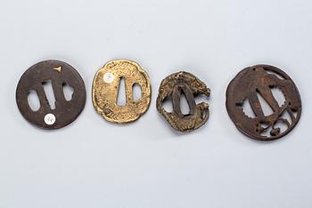 TSUBA, 4 stycken, Japan, brons.