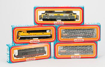 PARTI LOK, 5 st. Märklin H0 3168, 3062, 4129, 3129 samt 3106, 1900-talets andra hälft.