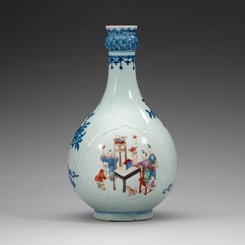 266. A blue and white and famille rose vase, Qing dynasty Qianlong (1736-95).