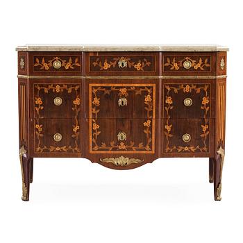 A Gustvian late 18th century commode by N. Korp, not signed.