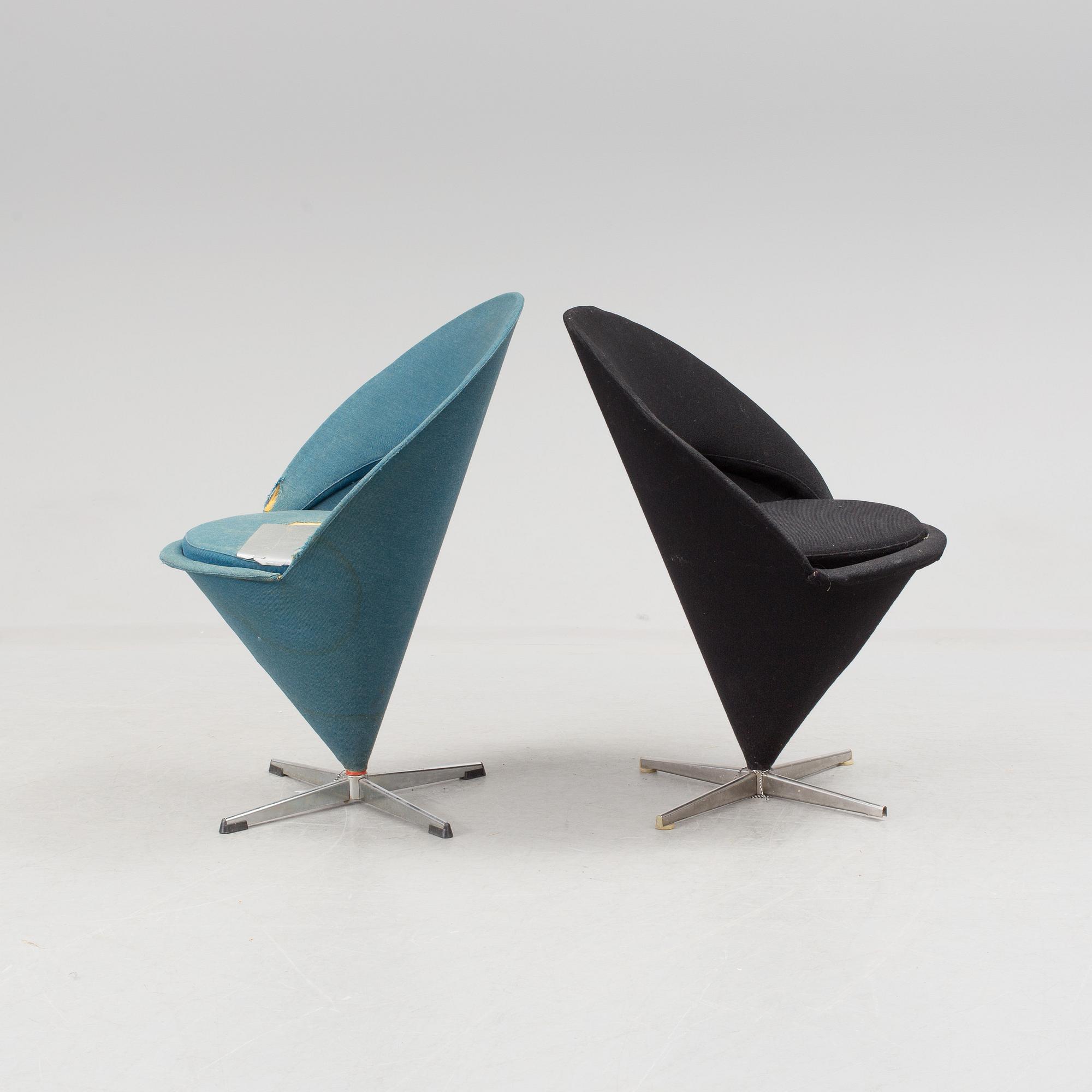 VERNER PANTON, ett par stolar, "Cone-chair". Ca 1960-tal.
