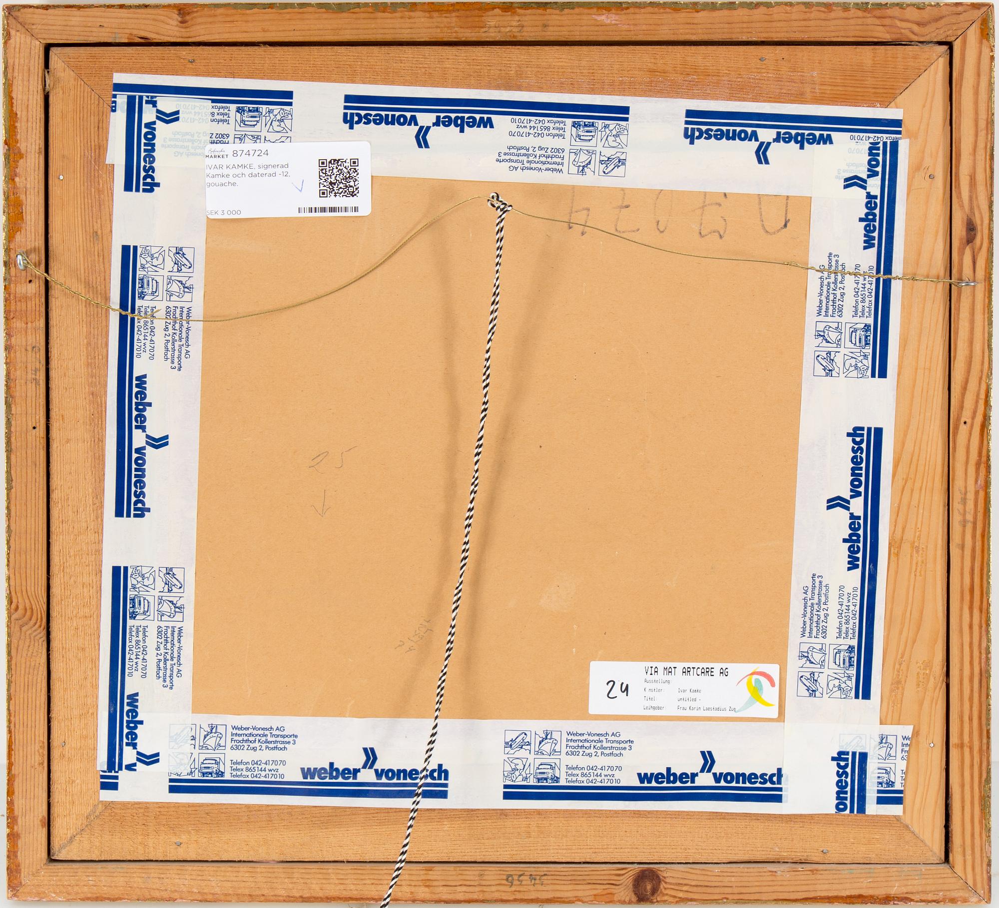 IVAR KAMKE, signerad Kamke och daterad -12, gouache.