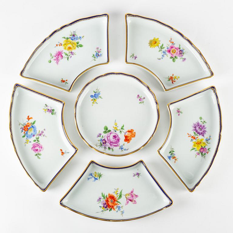 A Meissener porcelain six-piece sweetmeat set, first part of the 20th Century.