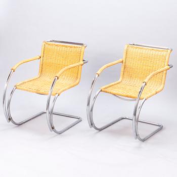 LUDWIG MIES VAN DER ROHE, a pair of late 1960's 'MR 20' armchairs.