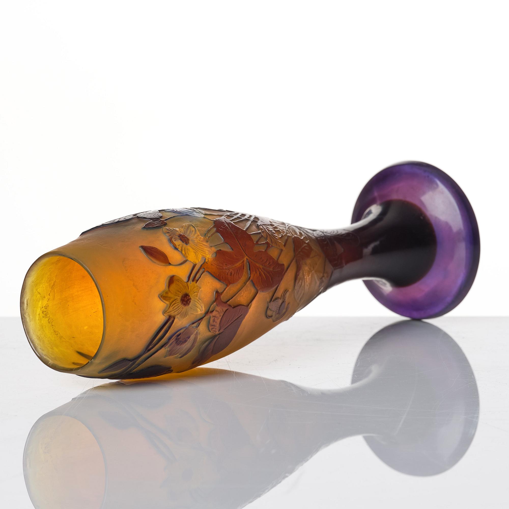 Emile Gallé, an Art Nouveau cameo glass vase, Nancy, France.