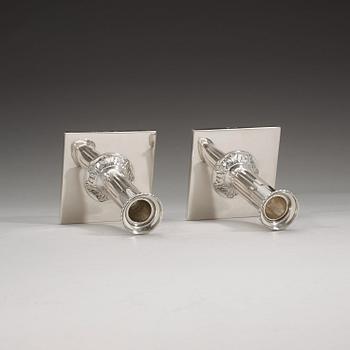 A pair of 18th century silver candlesticks, Lars Boye, Stockholm 1778.