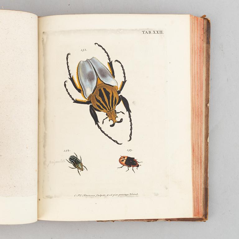 Beautiful hand-coloured engraved plates of beetles.
