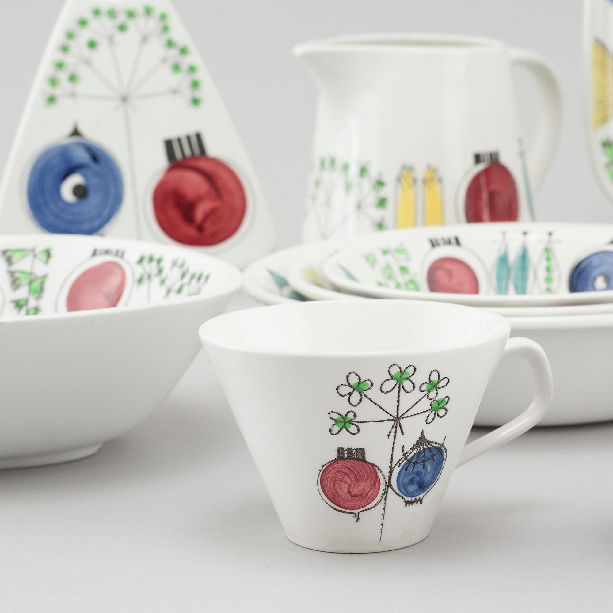 MARIANNE WESTMAN, servisdelar, 11 st, flintgods, "Picknick" samt "Pomona", Rörstrand.