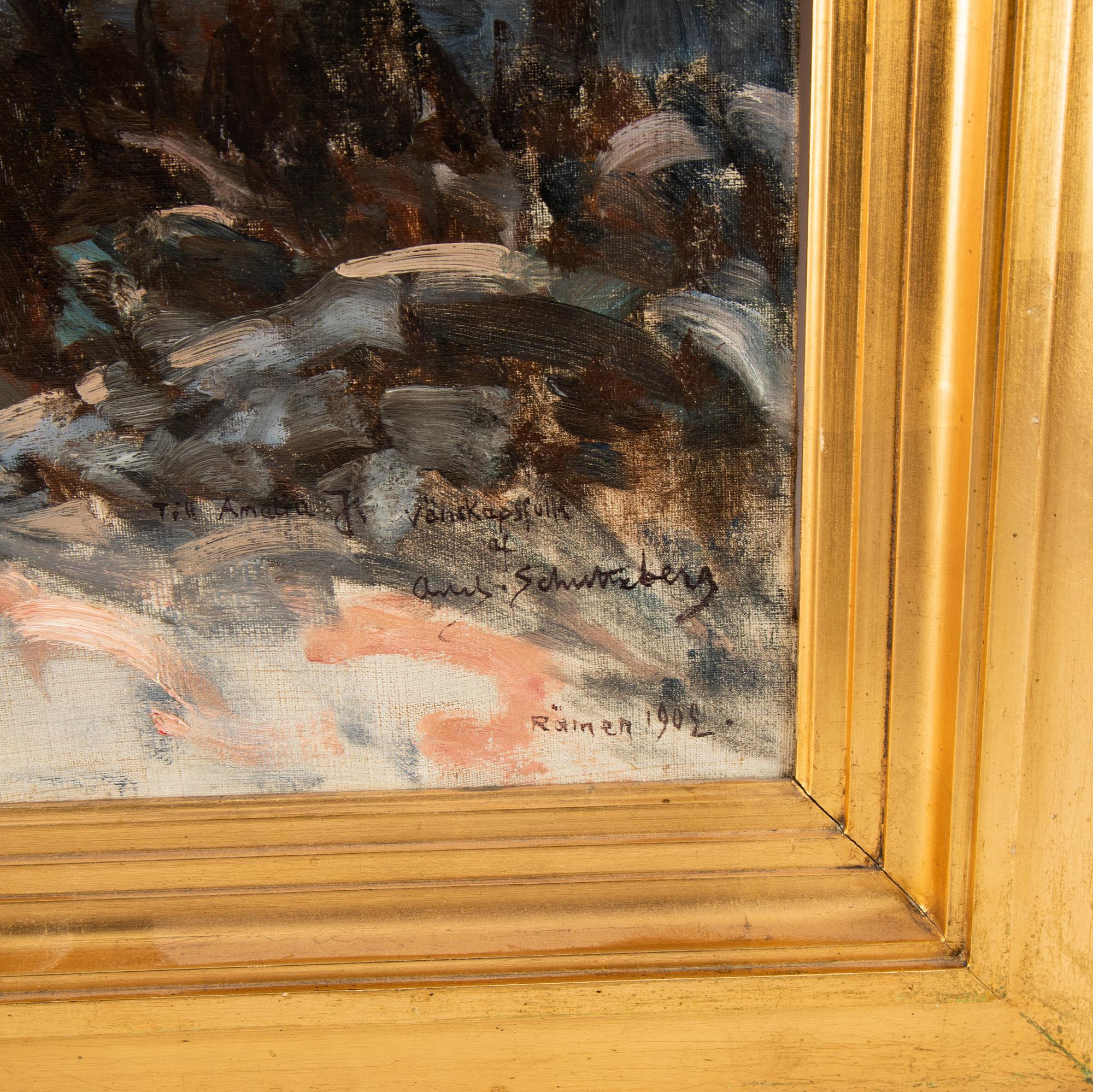 Anshelm Schultzberg, olja på duk, signerad med dedikation, daterad 1902.