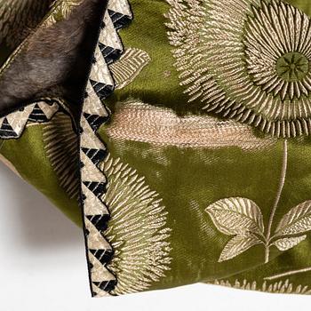 A Japanese silk brocade and fur childrens jacket, Meiji (1868-1912).