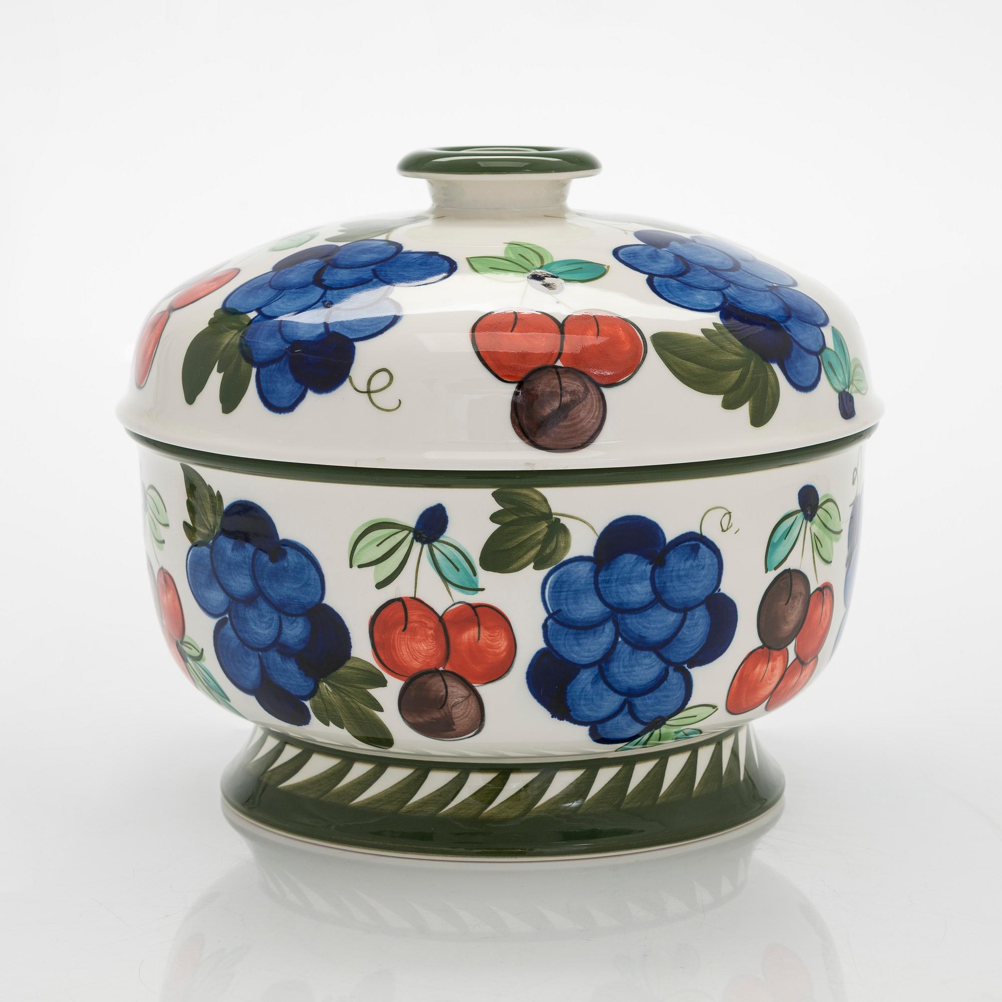 Dorrit von Fieandt, skål med lock,  "Palermo", keramik,  signerad DF, Arabia, Finland.