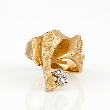 RING, med åttkantslipade diamanter, totalt ca 0,03 ct, Lapponia, Finland, 1989.