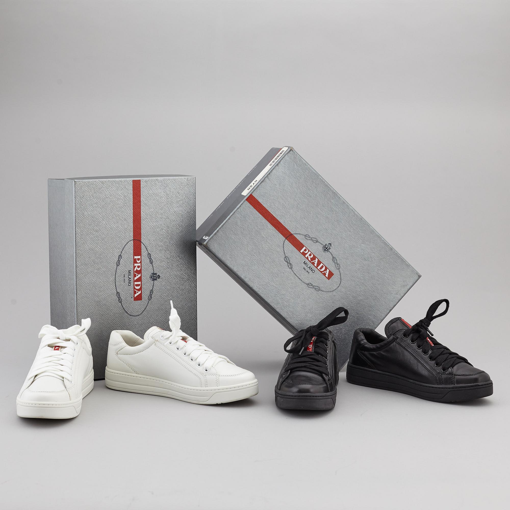 PRADA, sneakers, två par, storlek 35,5.