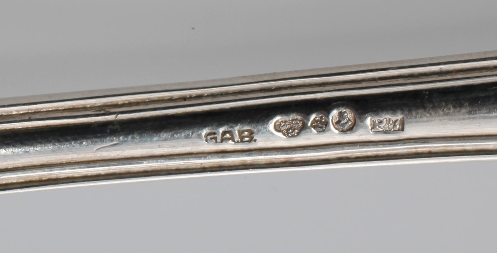 PARTI SILVER, 9 delar, bla GAB, 1870-1910-tal.