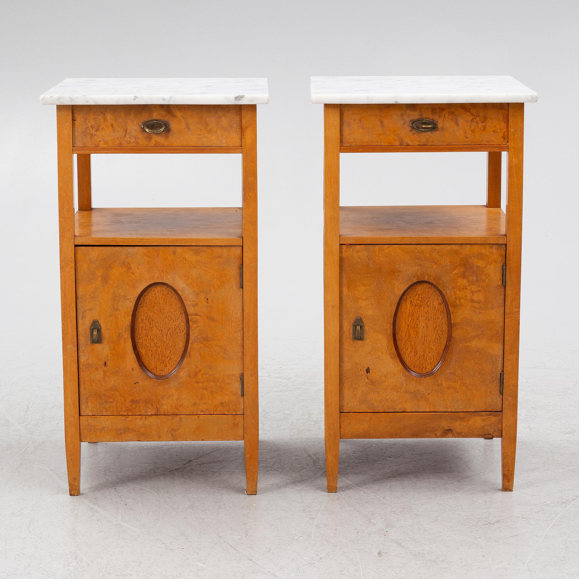 Bedside tables, a pair, early 20th century.