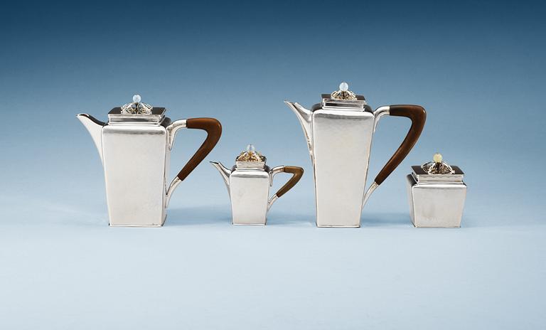 A four pieces of an Art Noveau coffee service, probably Dutch,